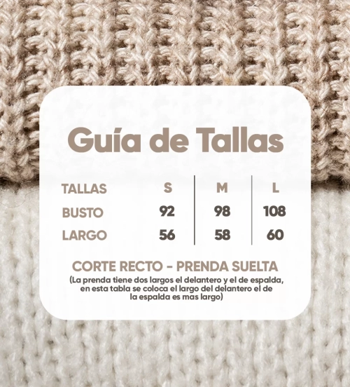 guia de tallas chaleco beige halsey